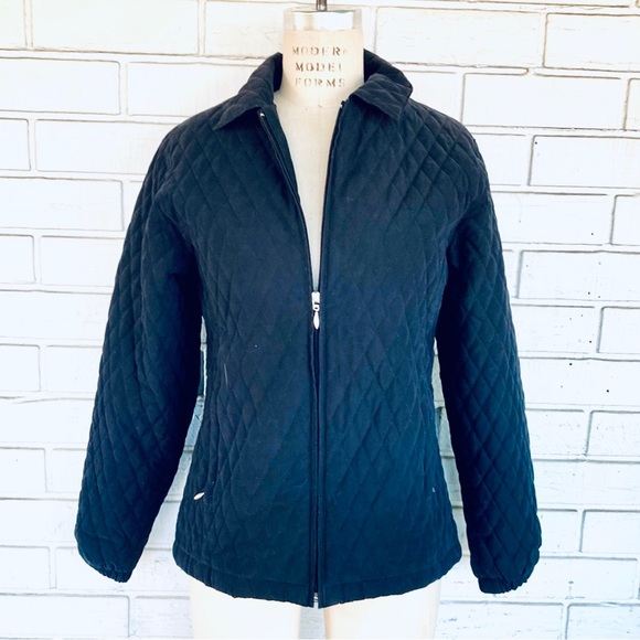 Page and Tuttle Black Small Petite Quilted Jacket Coat - Picture 2 of 13